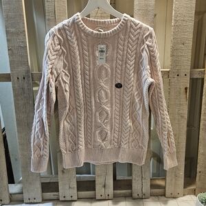 LL BEAN Cable Knit Sweater in Light Pink